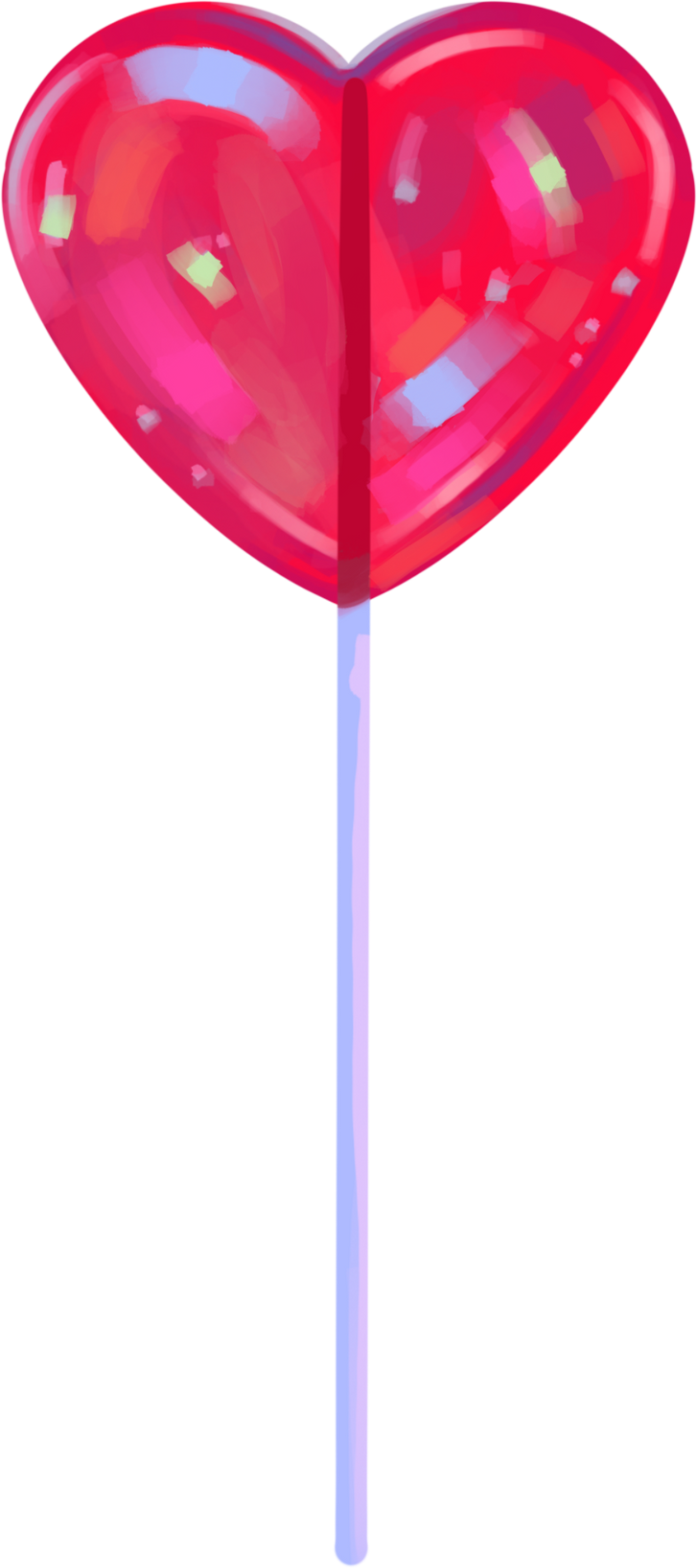 Dreamy Soft Painterly Holographic Heart Lollipop