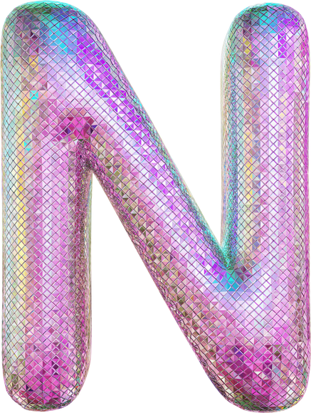 3D Letter N Purple Glitter