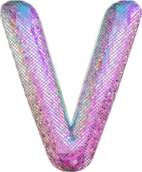 3D Letter V Purple Glitter