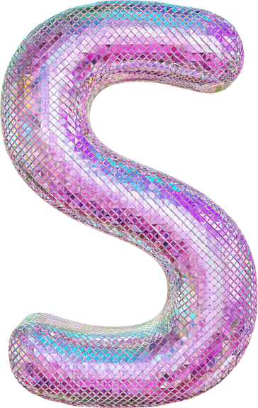 3D Letter S Purple Glitter