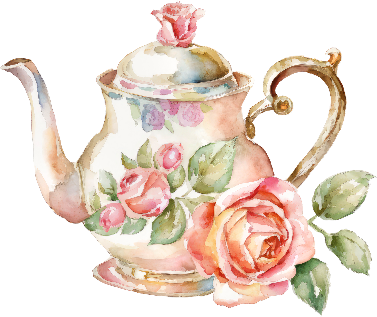 Rose Flowers Vintage Tea Pot